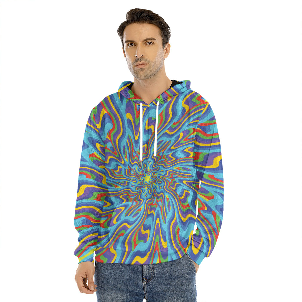 Psychedelic Print Men's Velvet Pullover Hoodie