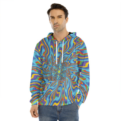 Psychedelic Print Men's Velvet Pullover Hoodie