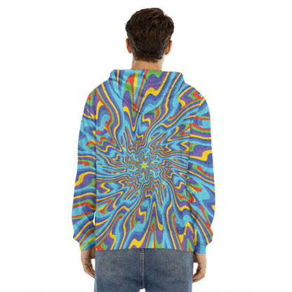 Psychedelic Print Men's Velvet Pullover Hoodie