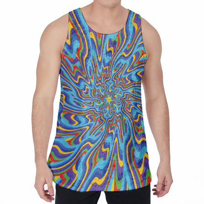 Psychedelic Print Men's Velvet Tank Top