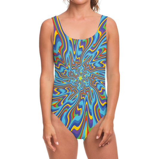 Psychedelic Print One Piece Swimsuit