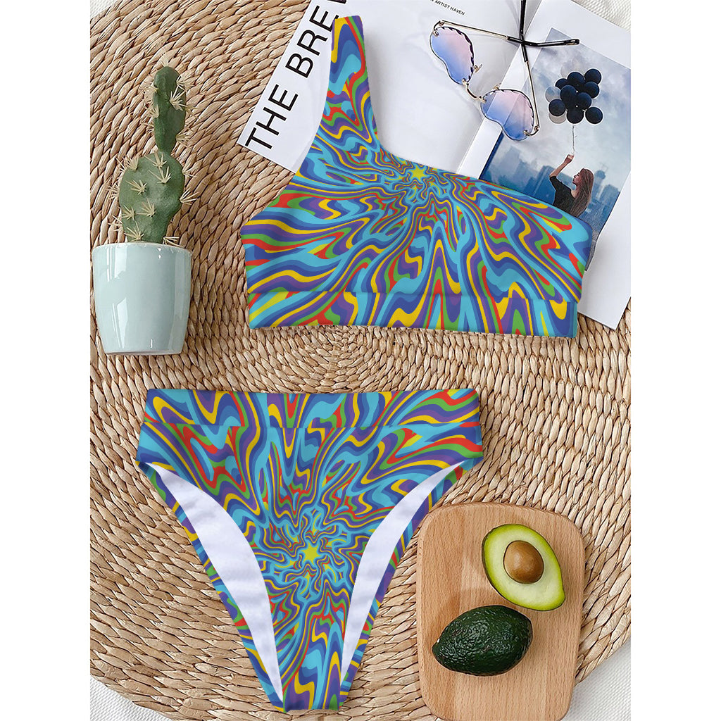 Psychedelic Print One Shoulder Bikini Top