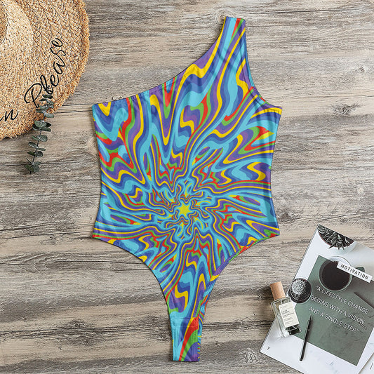 Psychedelic Print One Shoulder Bodysuit
