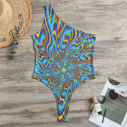 Psychedelic Print One Shoulder Bodysuit