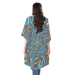Psychedelic Print Open Front Beach Cover Up