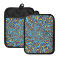 Psychedelic Print Pot Holders With Pocket