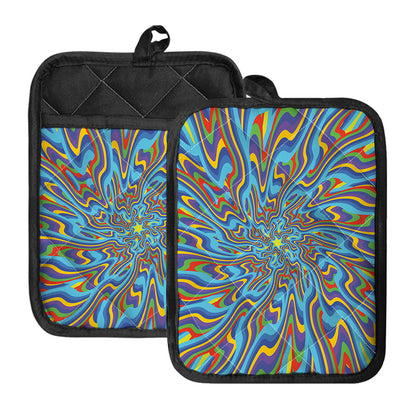 Psychedelic Print Pot Holders With Pocket