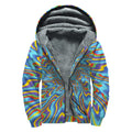 Psychedelic Print Sherpa Lined Zip Up Hoodie