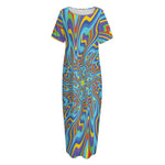 Psychedelic Print Short Sleeve Long Nightdress