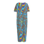 Psychedelic Print Short Sleeve Long Nightdress