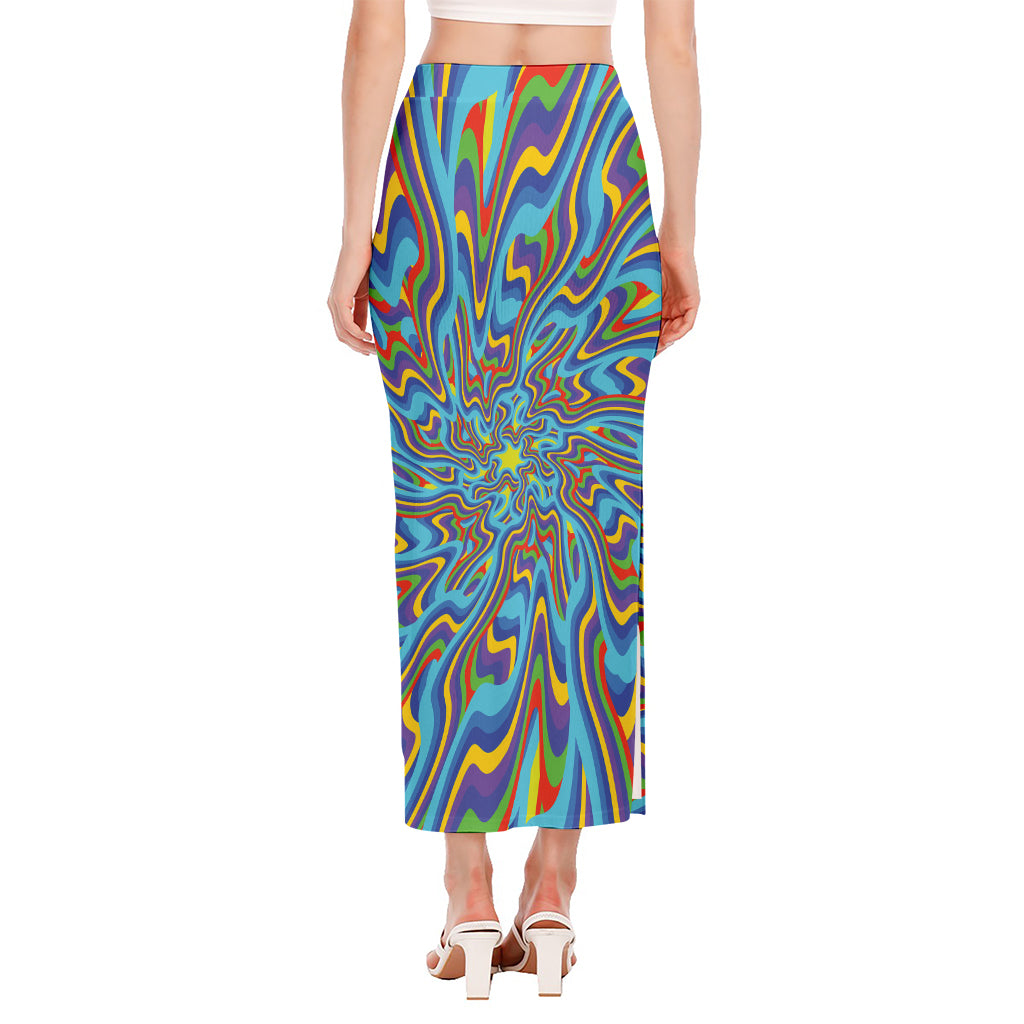 Psychedelic Print Side Slit Maxi Skirt