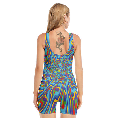 Psychedelic Print Sleeveless One Piece Swimsuit