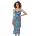 Psychedelic Print Slim Fit Midi Cami Dress