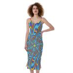Psychedelic Print Slim Fit Midi Cami Dress