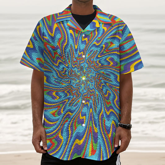 Psychedelic Print Textured Short Sleeve Shirt