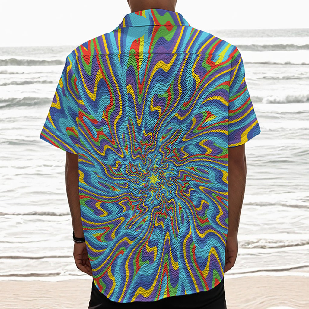 Psychedelic Print Textured Short Sleeve Shirt