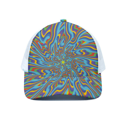 Psychedelic Print White Mesh Trucker Cap