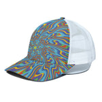 Psychedelic Print White Mesh Trucker Cap