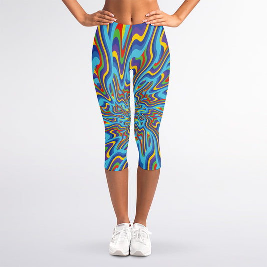 Psychedelic Print Women's Capri Leggings