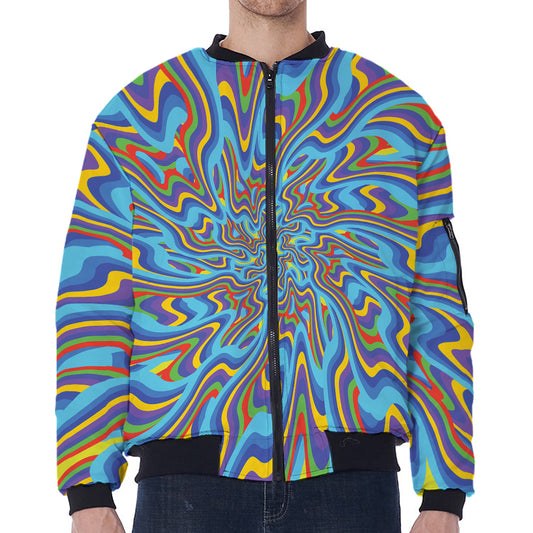 Psychedelic Print Zip Sleeve Bomber Jacket