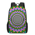 Psychedelic Radiant Optical Illusion 17 Inch Backpack