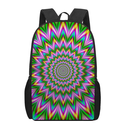 Psychedelic Radiant Optical Illusion 17 Inch Backpack