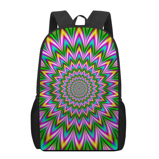 Psychedelic Radiant Optical Illusion 17 Inch Backpack