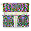 Psychedelic Radiant Optical Illusion 3 Piece Kitchen Curtains