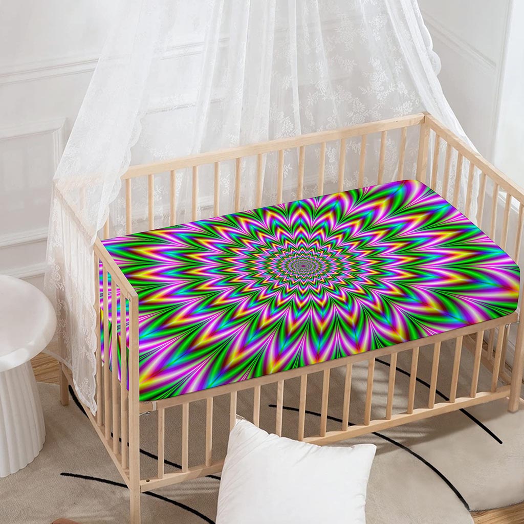 Psychedelic Radiant Optical Illusion Baby Crib Sheet
