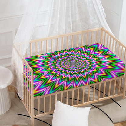 Psychedelic Radiant Optical Illusion Baby Crib Sheet