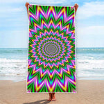 Psychedelic Radiant Optical Illusion Beach Towel