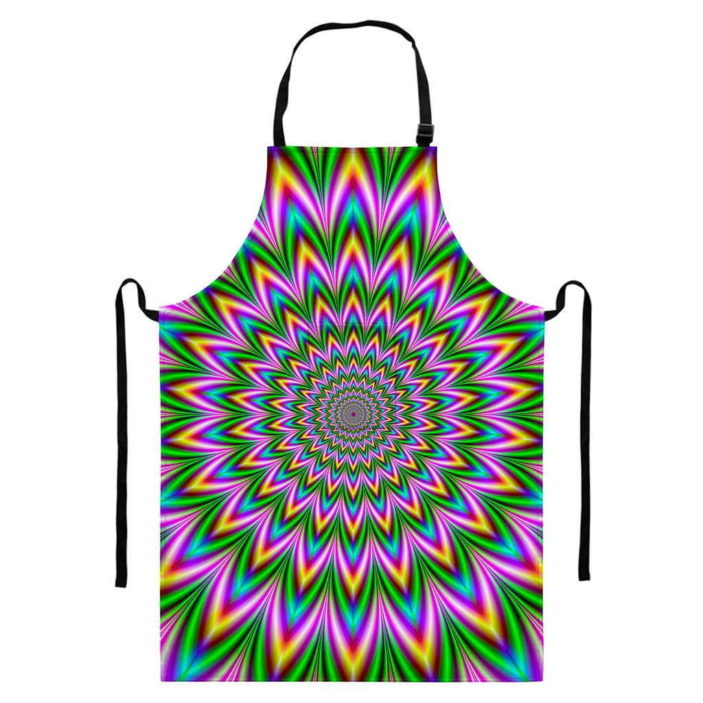 Psychedelic Radiant Optical Illusion Bib Apron With Pocket
