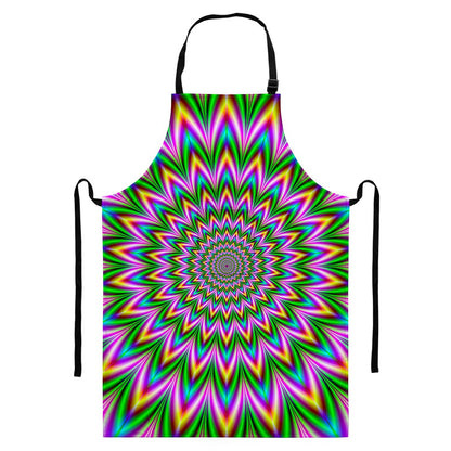 Psychedelic Radiant Optical Illusion Bib Apron With Pocket