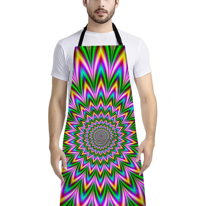 Psychedelic Radiant Optical Illusion Bib Apron With Pocket