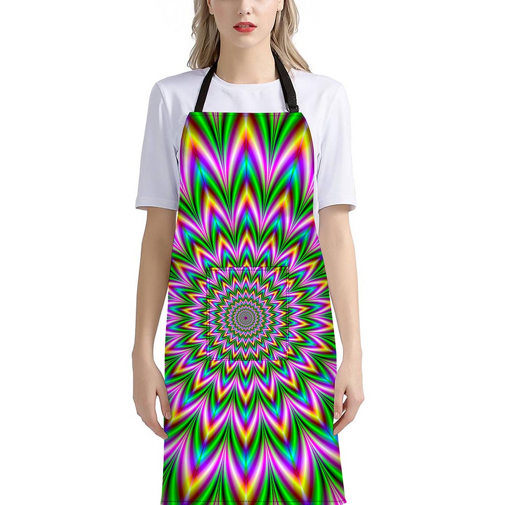 Psychedelic Radiant Optical Illusion Bib Apron With Pocket