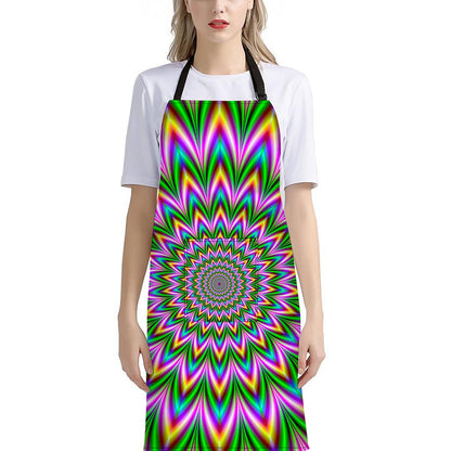 Psychedelic Radiant Optical Illusion Bib Apron With Pocket