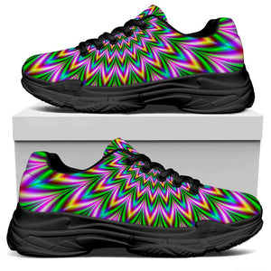 Psychedelic Radiant Optical Illusion Black Chunky Shoes