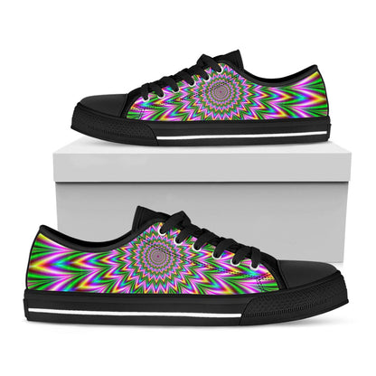 Psychedelic Radiant Optical Illusion Black Low Top Sneakers