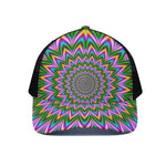 Psychedelic Radiant Optical Illusion Black Mesh Trucker Cap