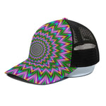 Psychedelic Radiant Optical Illusion Black Mesh Trucker Cap