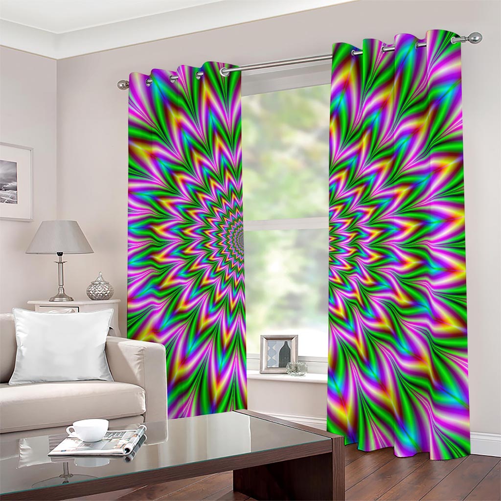 Psychedelic Radiant Optical Illusion Blackout Grommet Curtains