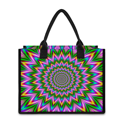 Psychedelic Radiant Optical Illusion Canvas Tote Bag
