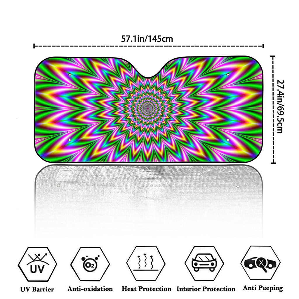 Psychedelic Radiant Optical Illusion Car Windshield Sun Shade