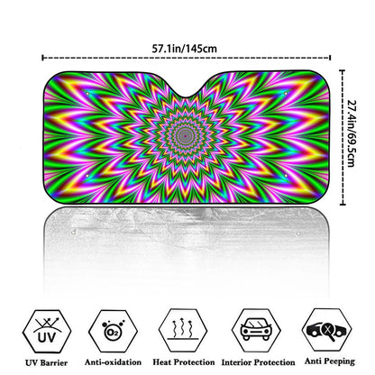 Psychedelic Radiant Optical Illusion Car Windshield Sun Shade