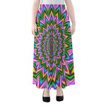 Psychedelic Radiant Optical Illusion Chiffon Maxi Skirt