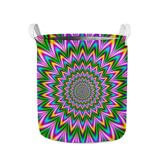 Psychedelic Radiant Optical Illusion Collapsible Laundry Basket