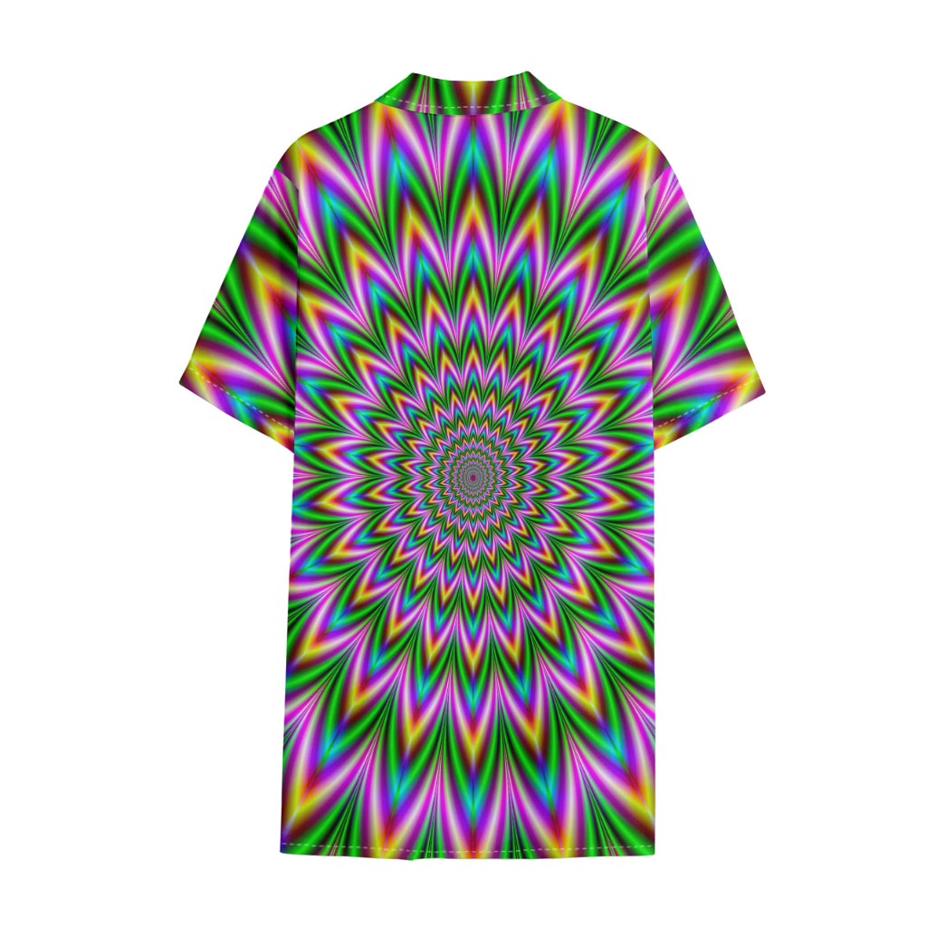 Psychedelic Radiant Optical Illusion Cotton Hawaiian Shirt