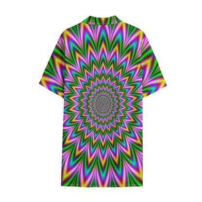 Psychedelic Radiant Optical Illusion Cotton Hawaiian Shirt
