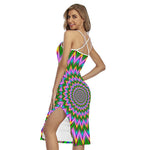 Psychedelic Radiant Optical Illusion Cross Back Cami Dress