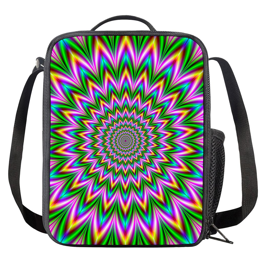 Psychedelic Radiant Optical Illusion Crossbody Lunch Bag